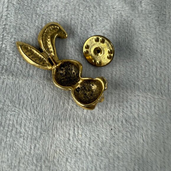 Vintage Gold-Tone Bunny Rabbit Lapel Pin Brooch Tie Tack Easter Holiday - Picture 11 of 16